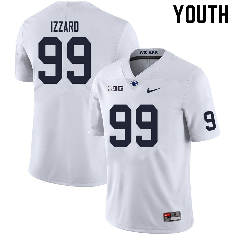 NCAA Nike Youth Penn State Nittany Lions Coziah Izzard #99 College Football Authentic White Stitched Jersey MOV2398FT